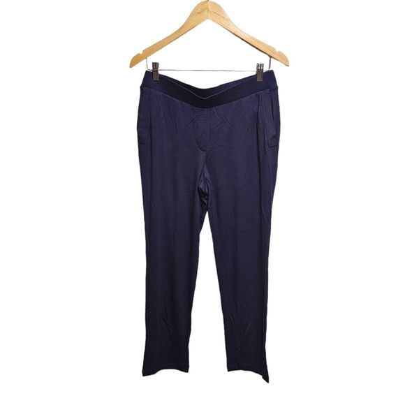 J JILL Pure Jill Eco-Terry Navy Blue Pull On Stretch Pants Small - Picture 2 of 5